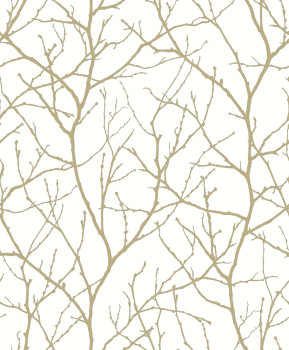 Bielo-zlatá vliesová tapeta, vetvičky stromu, MD7126, Modern Metals, York