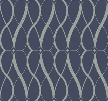 Modro-strieborná geometrická vliesová tapeta, MD7174, Modern Metals, York