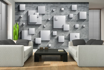 Vliesová obrazová tapeta Betónová stena s 3D obrazcami 22130, 416 x 254 cm, Photomurals, Vavex