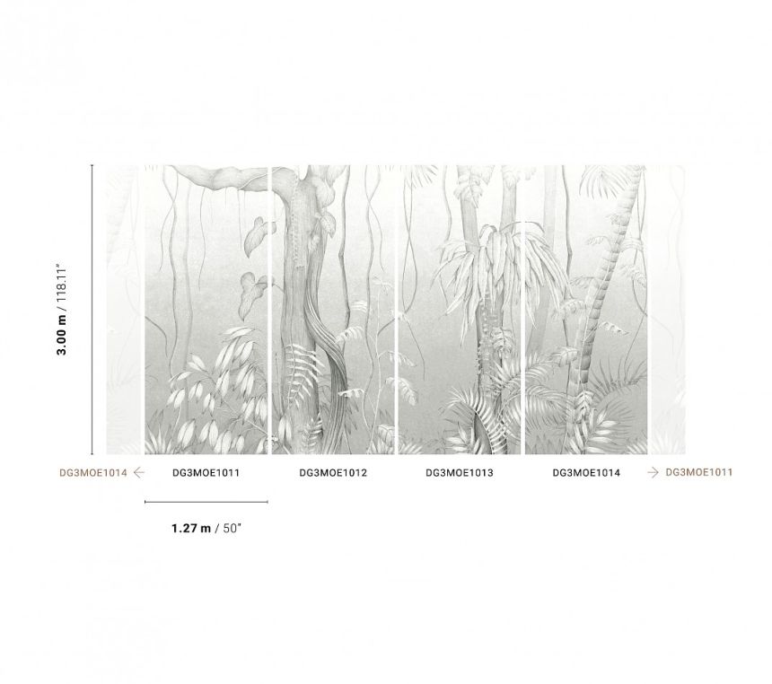 Sivá vliesová fototapeta, Listy, stromy,, DG3MOE1014, Wall Designs III, Khroma by Masureel