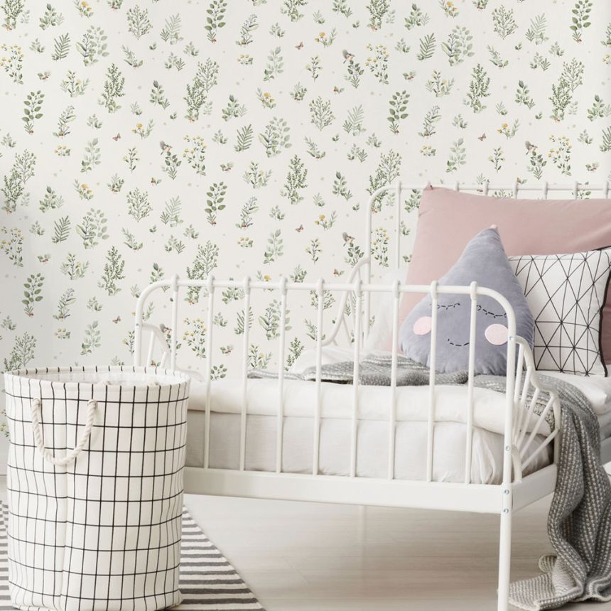 Vliesová tapeta s rastlinami a vtáčikmi, 973-1, Mika,  ICH Wallcoverings