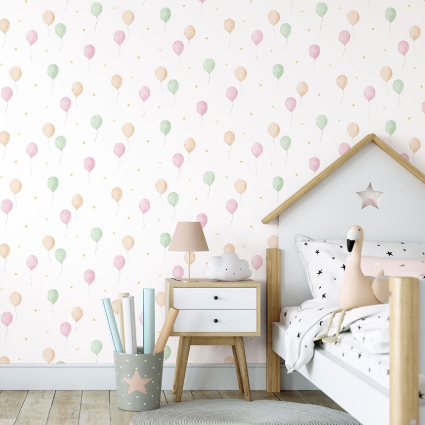 Detská vliesová tapeta s balónikmi a hviezdičkami, 970-1, Mika,  ICH Wallcoverings