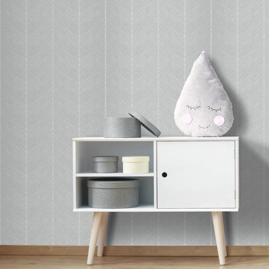 Sivá vliesová tapeta na stenu, cik cak vzor, M1803-3, Mika,  ICH Wallcoverings