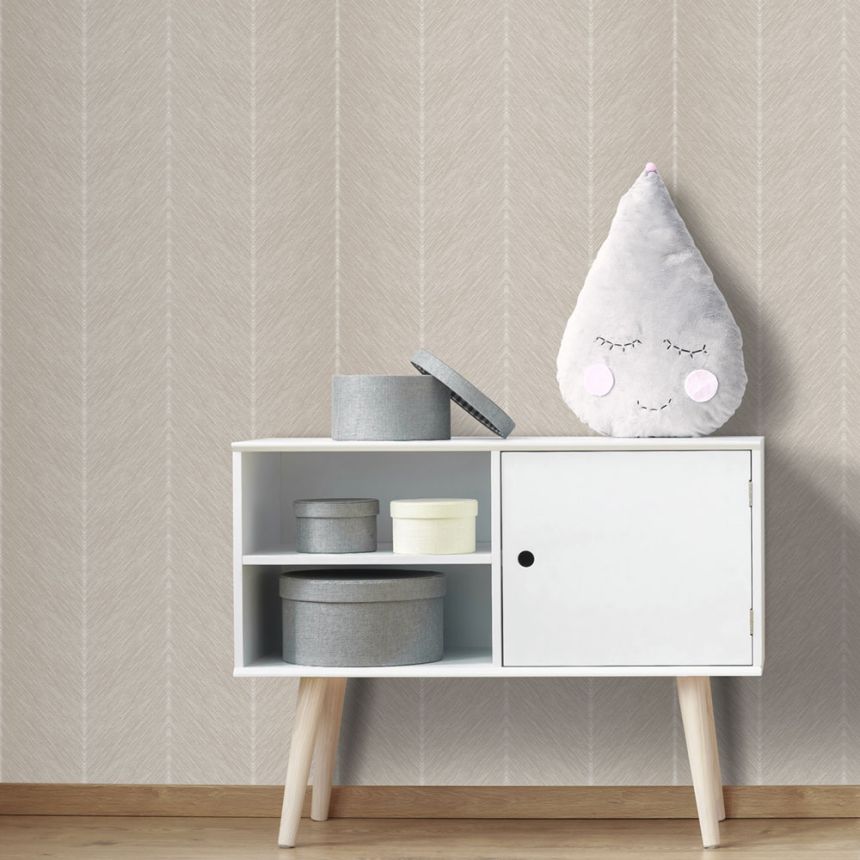 Béžová vliesová tapeta na stenu, cik cak vzor, M1803-5, Mika,  ICH Wallcoverings