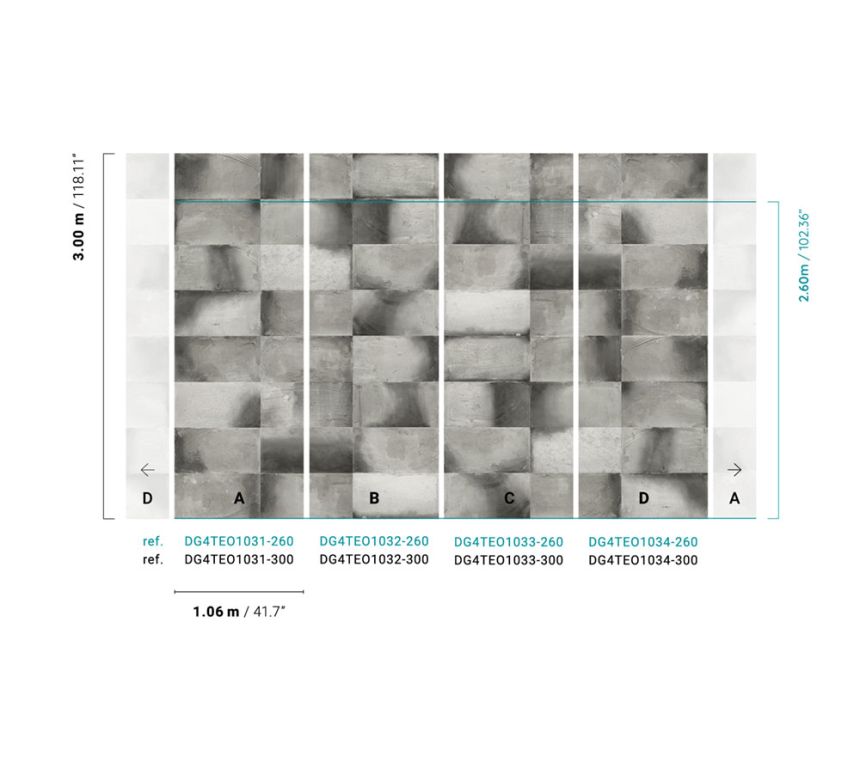 Vliesová fototapeta na stenu, imitácia obkladu, DG4TEO1031-300, Wall Designs IV, Khroma by Masureel