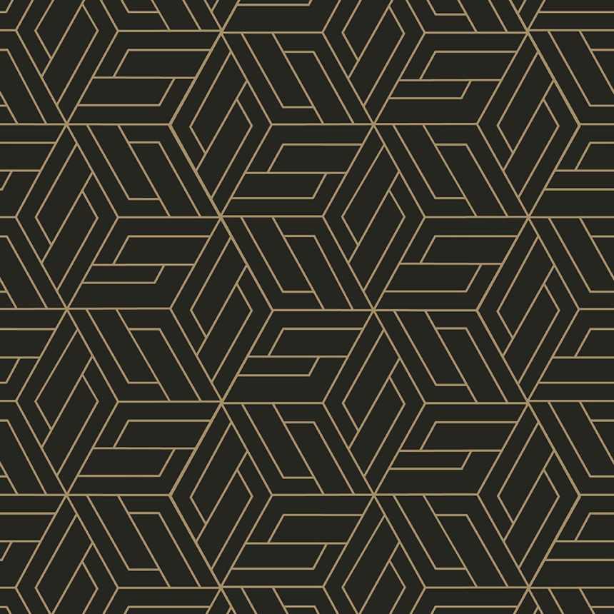 Čierno-zlatá geometrická vliesová tapeta na stenu, A67302, Vavex 2026