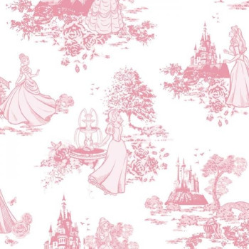 Detská papierová tapeta Disney Princezné 70-233, Princess Pink Toile, Kids @ Home 6, Graham & Brown